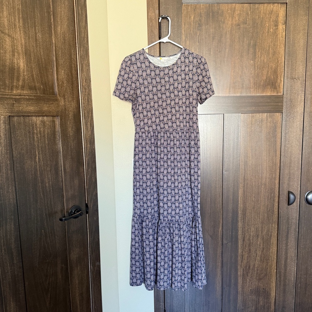Boden Women’s Emma Tiered Paisley Jersey Tencel Midi Short Sleeve Dress Size 6